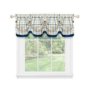 Valance, Tattersall Tuck Valance with Buttons, 58 x 14